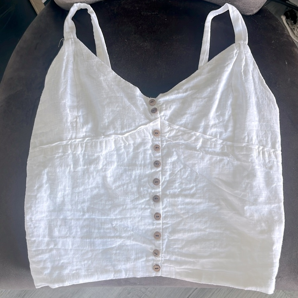 White 100% cotton crop tank, juniors M